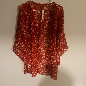 Olrain floral red cardigan NWT